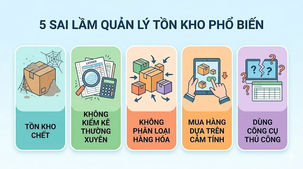 Infographic năm sai lầm phổ biến trong quản lý kho của doanh nghiệp nhỏ